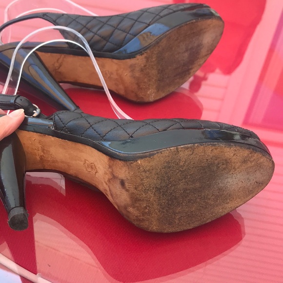 Saks Fifth Ave quilted leather peep shoes - Picture 5 of 6